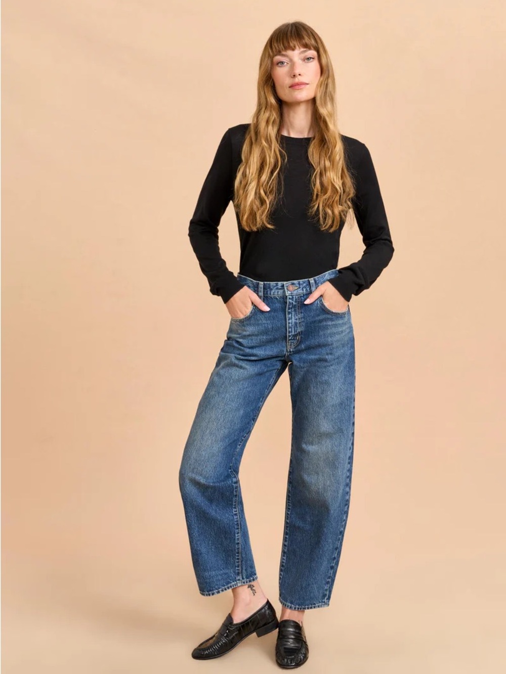 LA LIGNE Marilyn Mid-Rise Barrel Jean in James